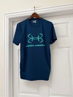 Under Armour Deep Blue Tee with Teal Logo